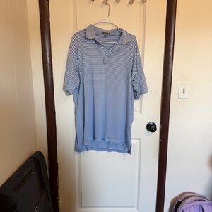 Peter Millar Navy and White Striped Polo